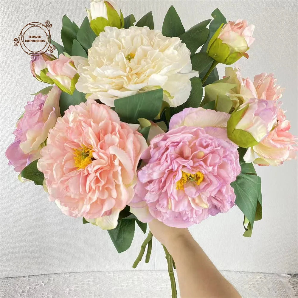 2-Pack Artificial Silk Peony Bouquet – Wedding & Home Decor Artificial Flower Bouquet Axl