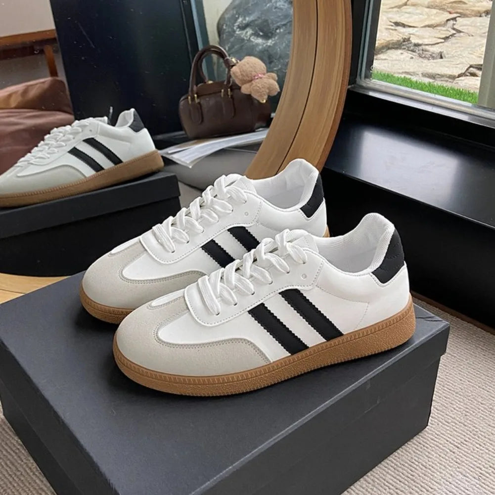 Women's Lace-Up Vulcanized Flat Sneakers | Fashion Tennis Shoes Women's Flat Sneakers Axl
