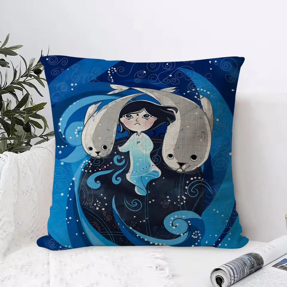 Song of the Sea Linen Cushion Cover | Hidden Zipper Pillowcase Decorative Cushion Cover Axl White1 30X30cm