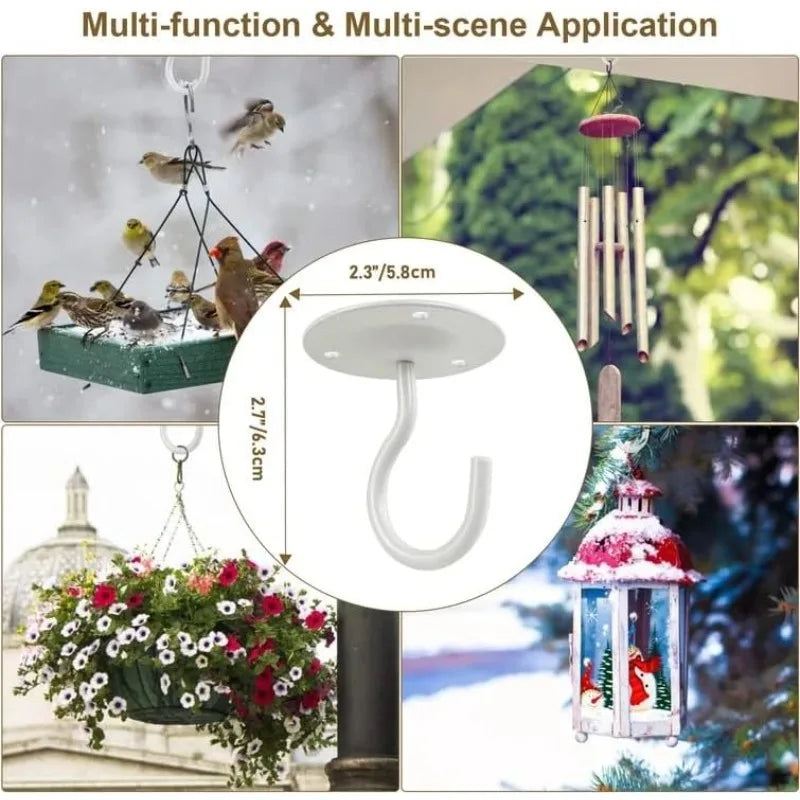 White Ceiling Hooks for Hanging Plants & Lanterns – 4PCS Iron Ceiling Plant Hooks Axl