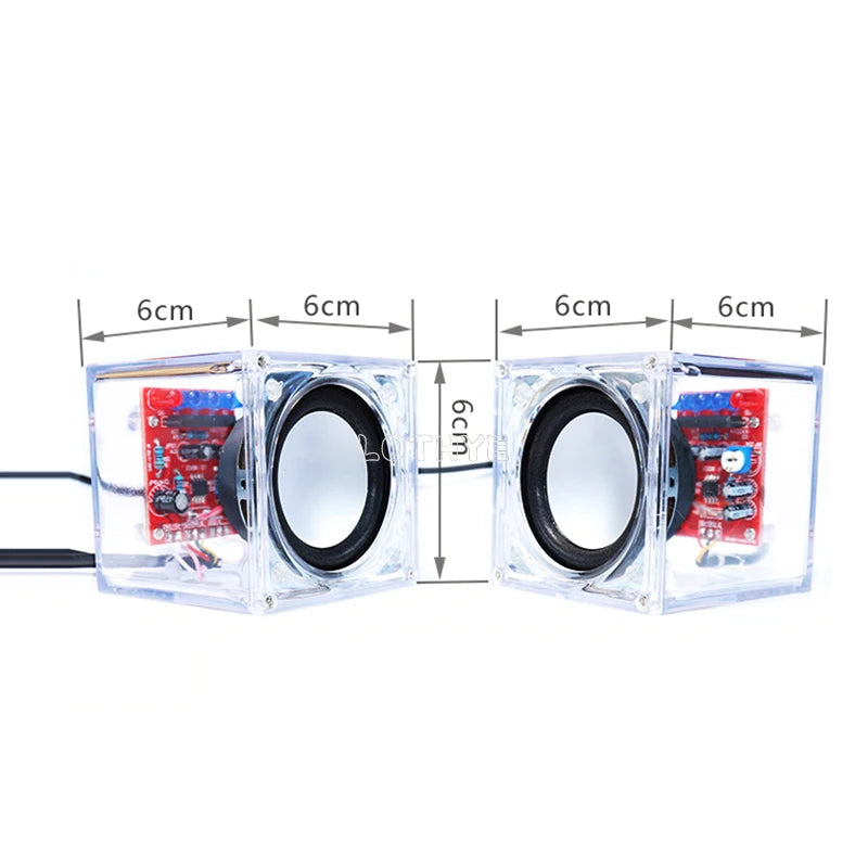 DIY Mini Speaker Kit – Dual Channel 3W Transparent Audio Build Electronics DIY Kit Axl