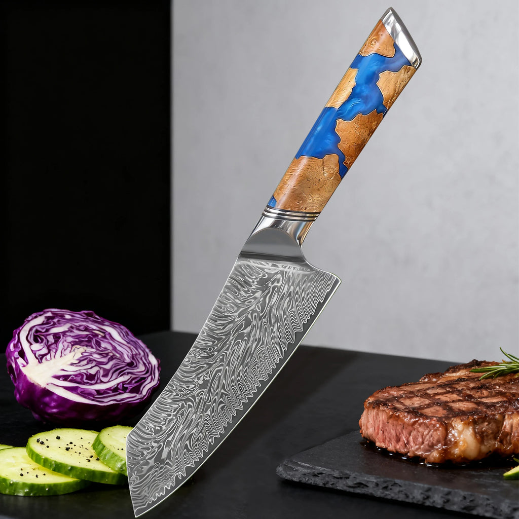 Kiritsuke Damascus Steel Chef Knife – Sharp 17.8cm Kitchen Knife Damascus Chef Knife Axl