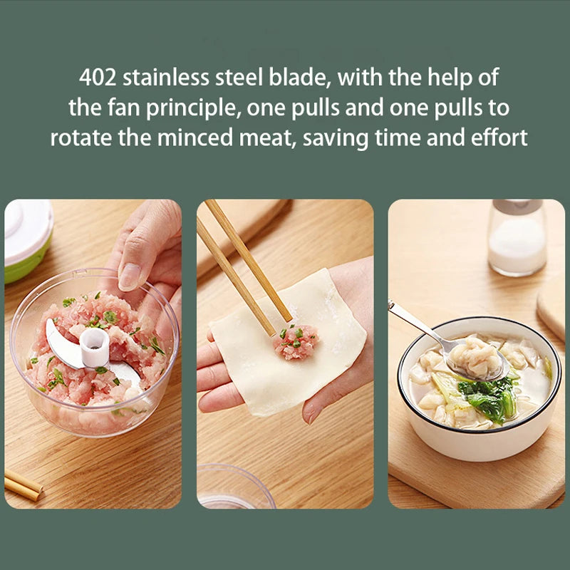 BALASHOV Manual Garlic Chopper – Pull-Cord Mini Food Grinder Manual Food Chopper Axl