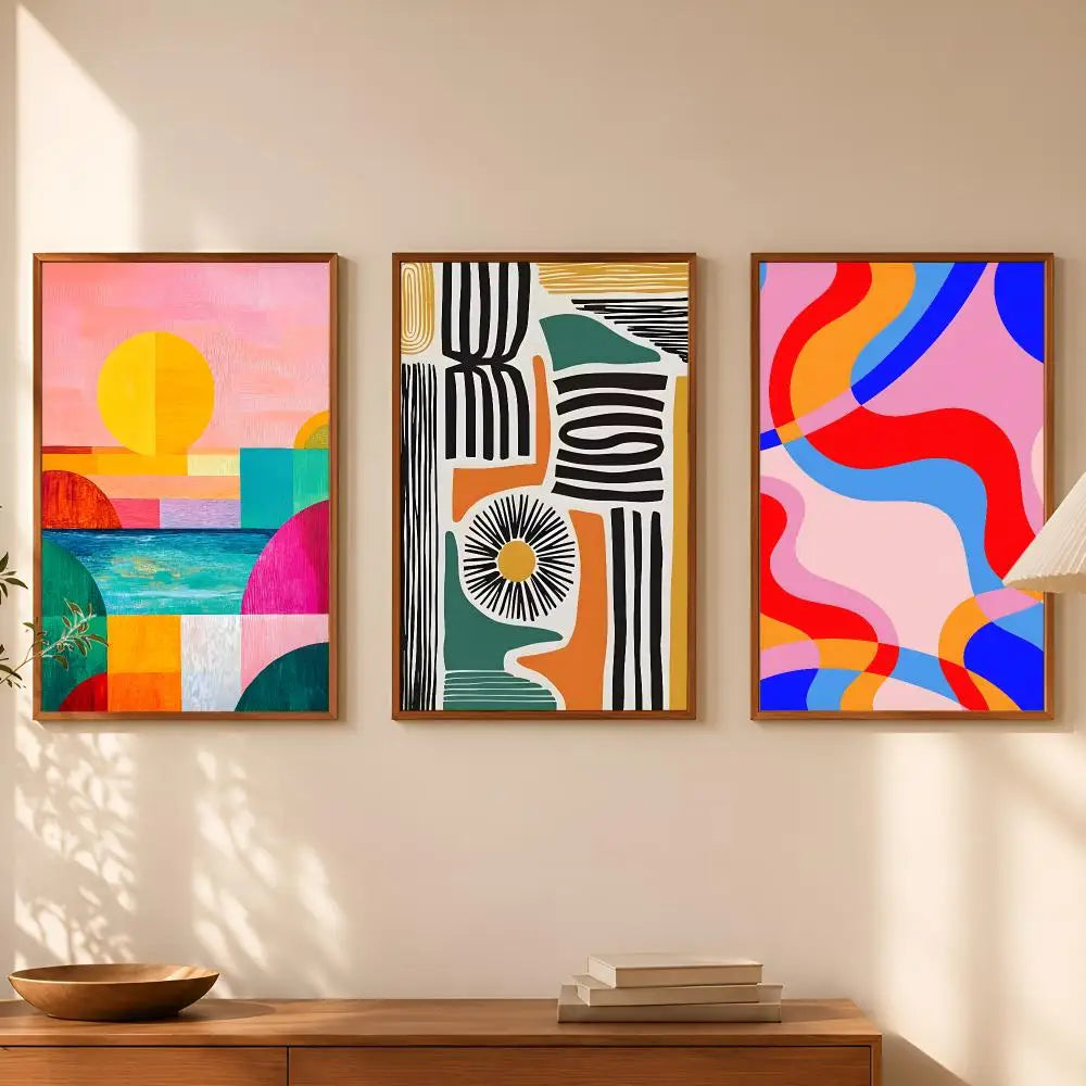 Retro Abstract Lines Self-Stick Wall Art Poster – Waterproof Wall Art Poster Axl