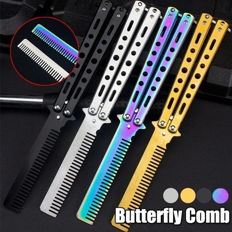 Stainless Steel Butterfly Comb – Folding Practice Swing Comb Butterfly Practice Comb Axl