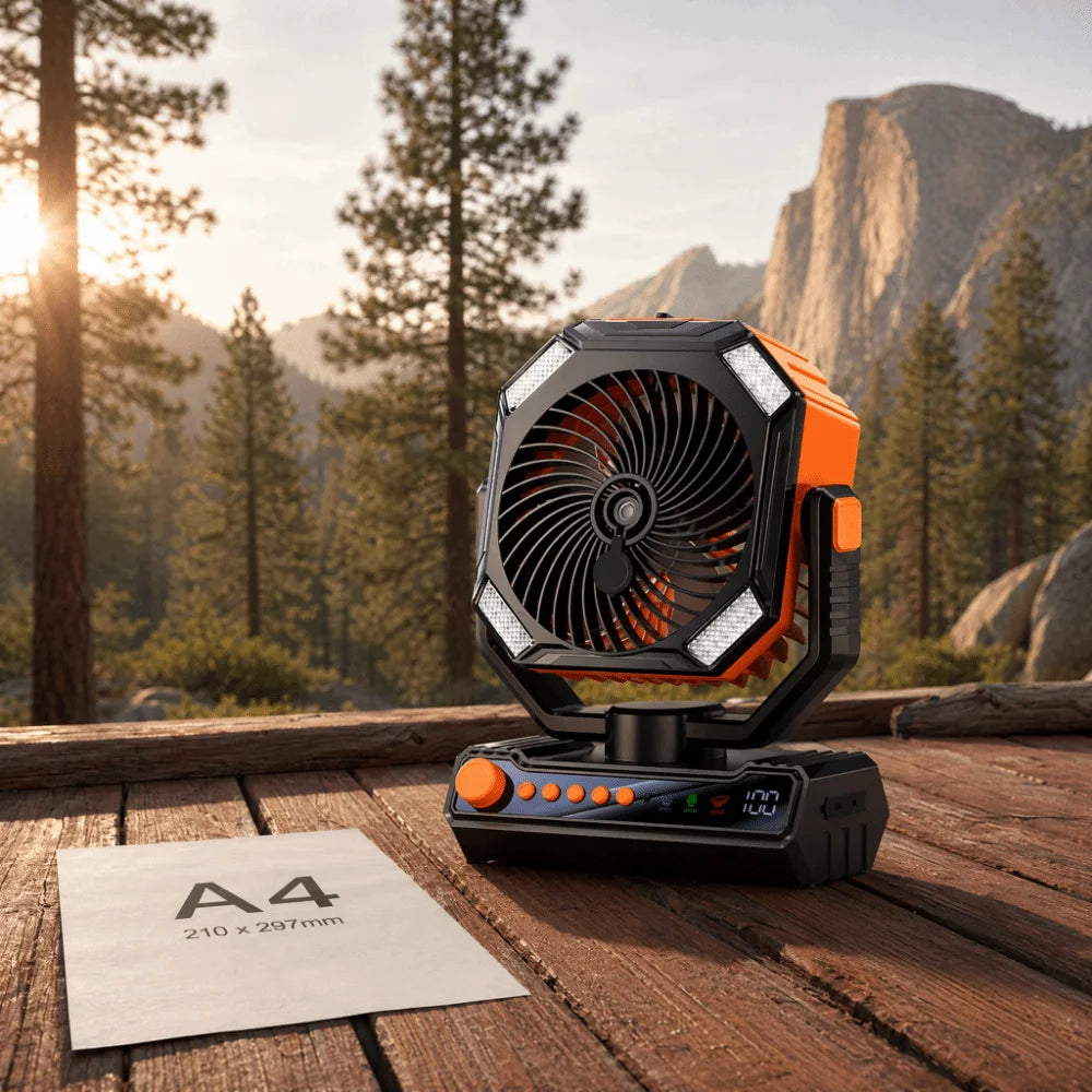 USB Rechargeable Camping Fan with Spray Mist – Quiet & Powerful Portable Camping Fan Axl