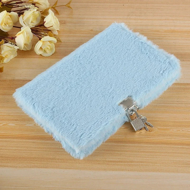 Cute Plush A5 Diary Notebook with Lock | Girls Journal Diary Notebook Axl Blue A5