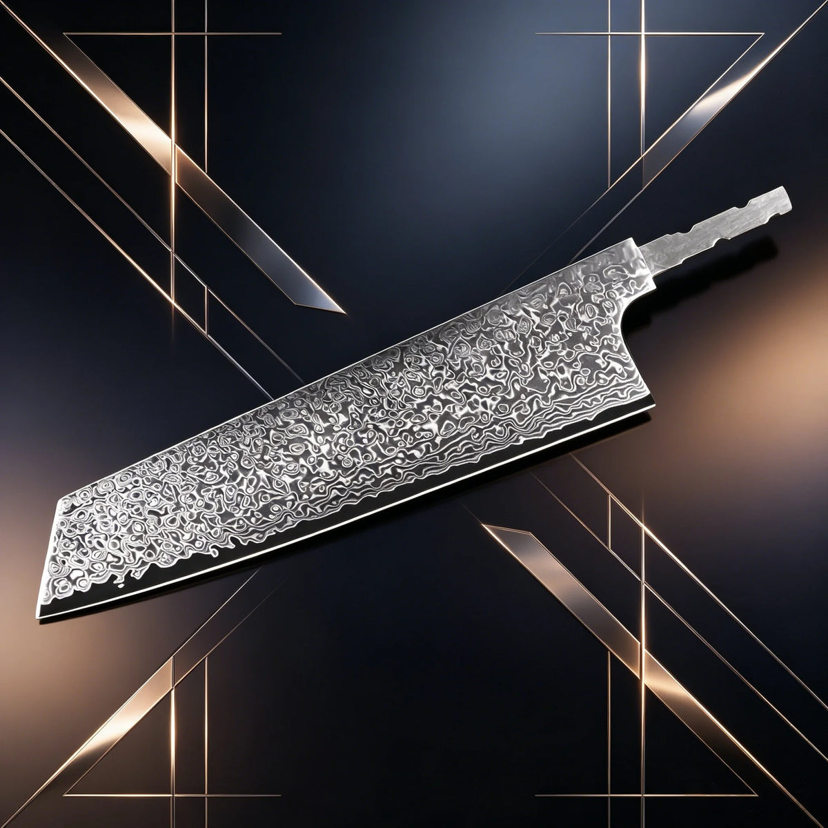 Damascus Steel Knife Blank – Forged DIY Chef Blade No Handle Damascus Knife Blank Axl Kiritsuke Blade