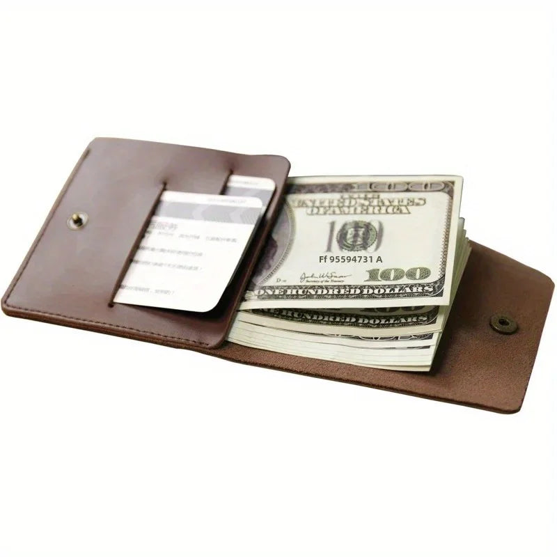 Retro Minimalist Bifold Genuine Leather Card Wallet | Men & Women Leather Bifold Wallet Axl