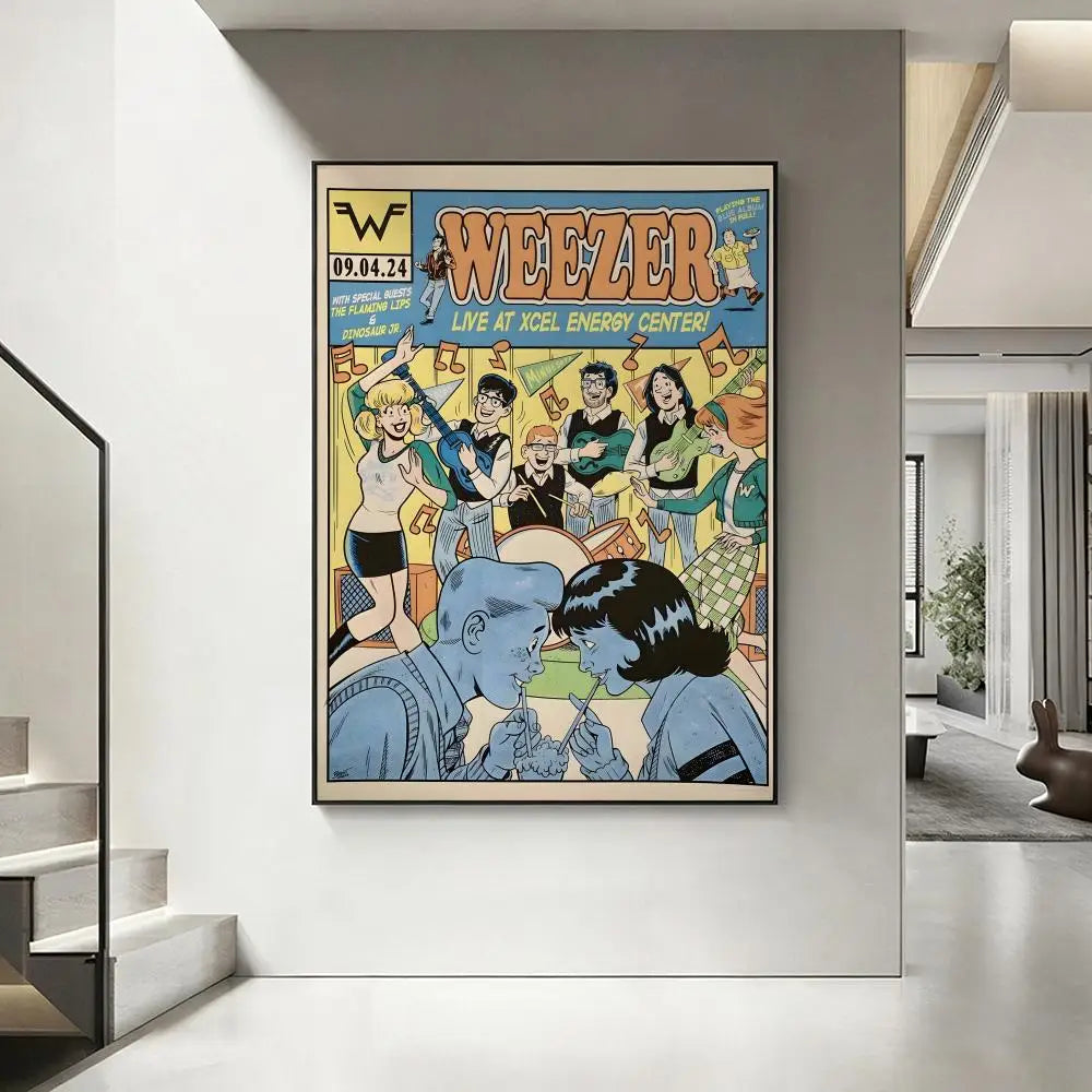 Weezer Band HD Art Poster – Waterproof Sticky Wall Decor Wall Art Poster Axl White12 15X20cmNoframe