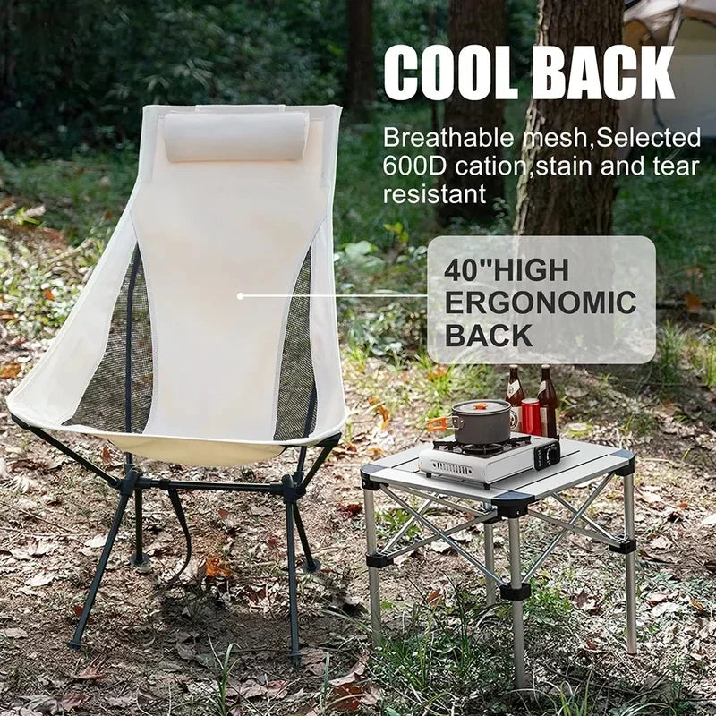 Westtune Folding Camping Chair with Headrest | Aluminum Frame Folding Camping Chair Axl
