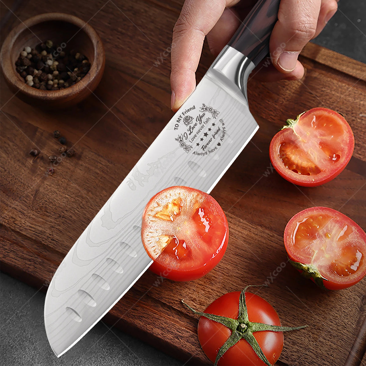 WXCOO Japanese Chef Knife 5Cr15Mov Steel Santoku Boning Knife Chef Kitchen Knife Axl