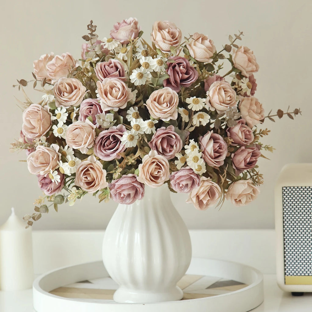 Silk Rose Artificial Flower Bouquet – Wedding & Home Decor Artificial Flower Bouquet Axl