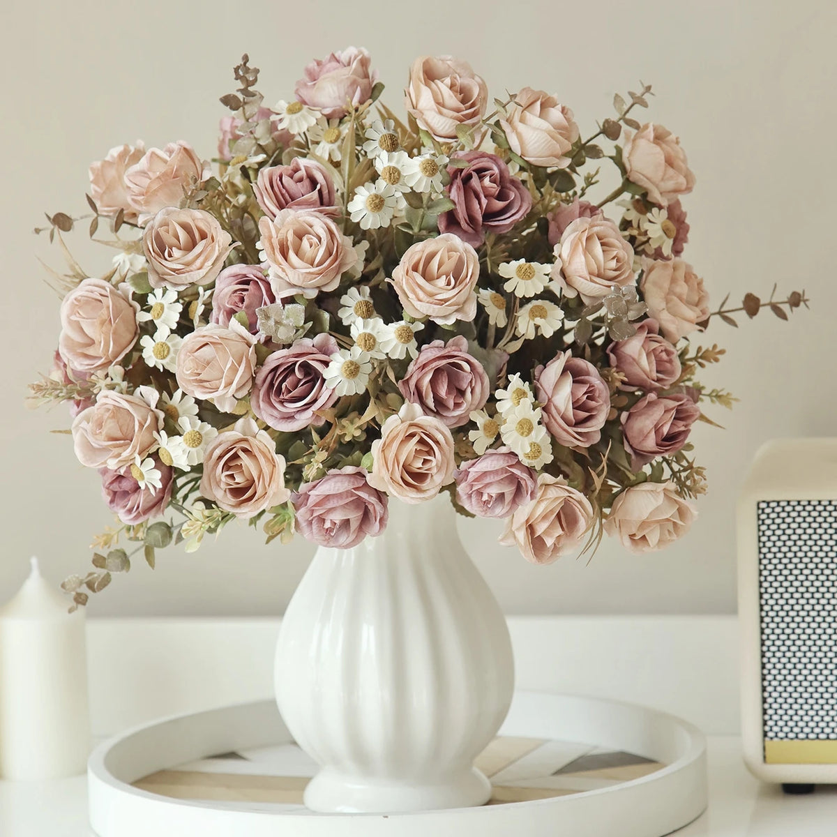 Silk Rose Artificial Flower Bouquet – Wedding & Home Decor Artificial Flower Bouquet Axl