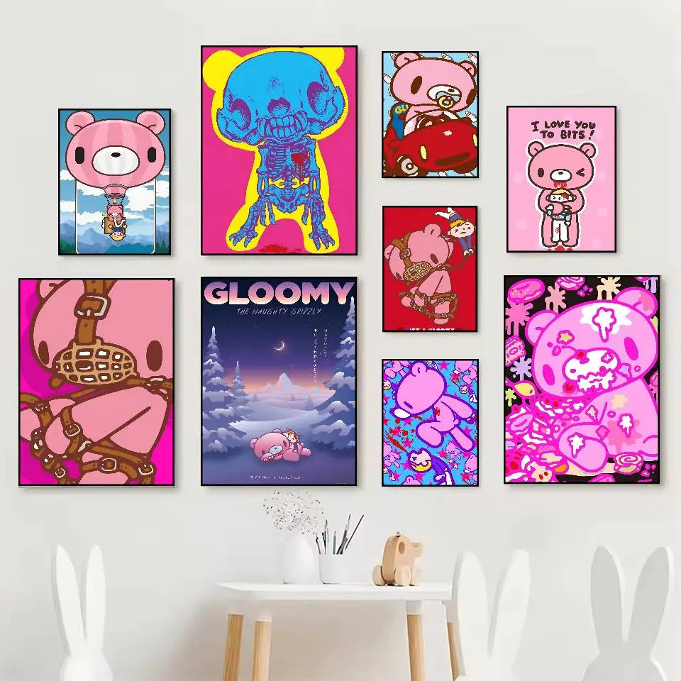 Gloomy Bear Cartoon Poster – Self-Adhesive Waterproof Wall Art Wall Art Poster Axl