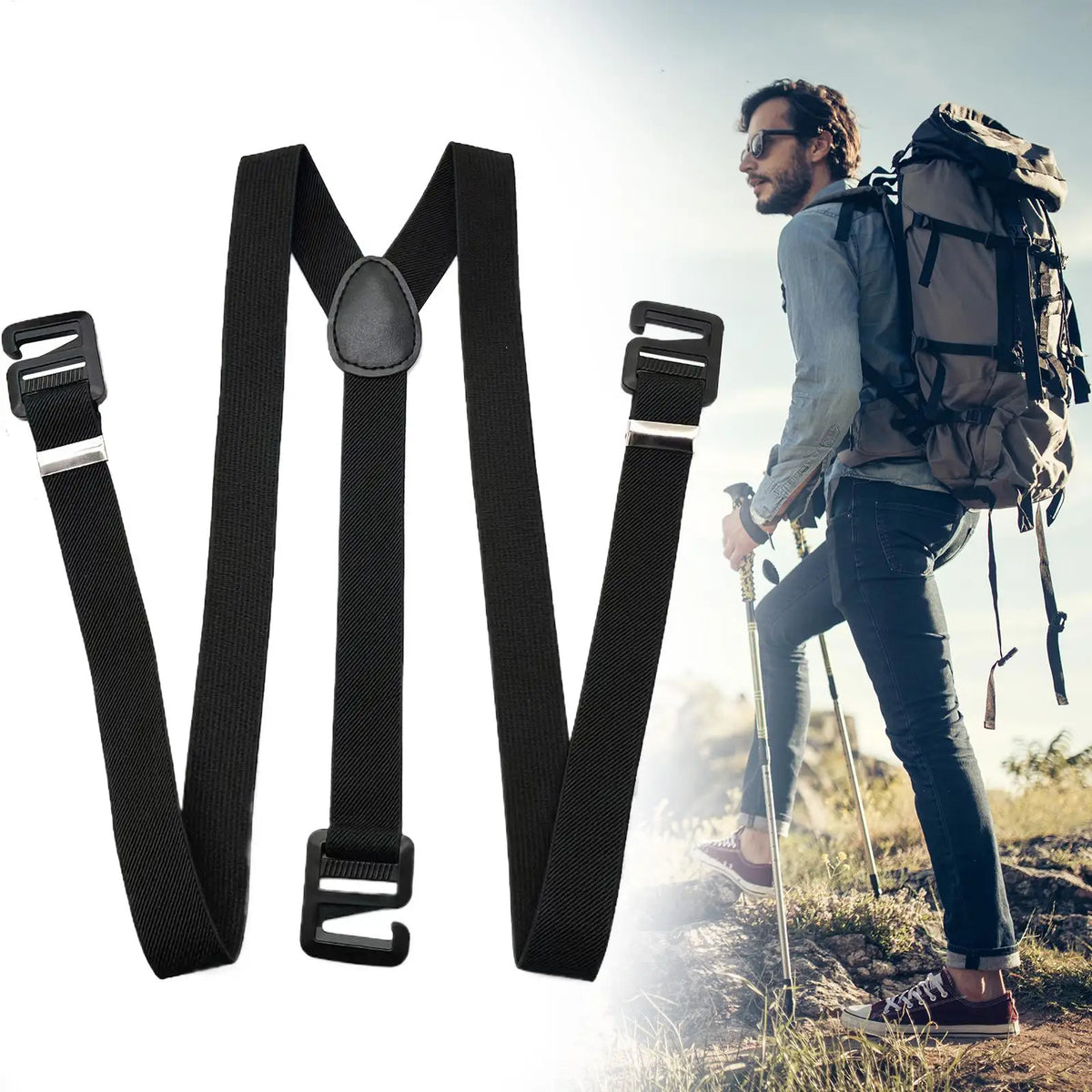 Y-Back Men's Suspenders – Adjustable Heavy Duty Elastic Braces Suspenders & Braces Axl