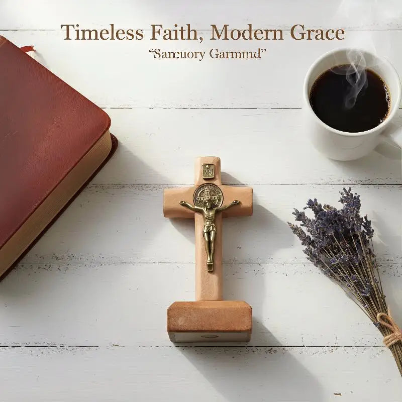 Wooden Standing Cross Figurine – Farmhouse Religious Decor Religious Figurine Axl