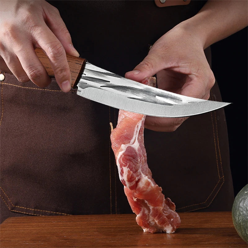 Stainless Steel Boning Knife with Sheath – Meat, Fish & BBQ Boning Knife Axl