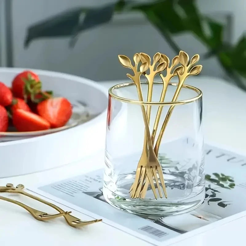 20-Pc Gold Stainless Steel Mini Fruit & Dessert Forks Set Mini Dessert Forks Axl