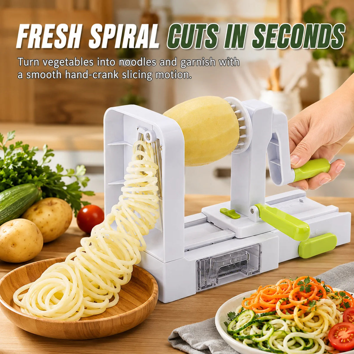 5-in-1 Hand Crank Vegetable Spiralizer – 5 Blade Noodle Maker Vegetable Spiralizer Axl