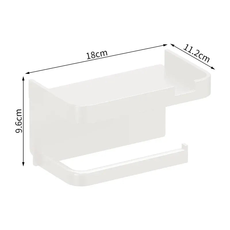 Wall-Mount Plastic Toilet Paper Holder & Storage Rack Bathroom Storage Rack Axl White