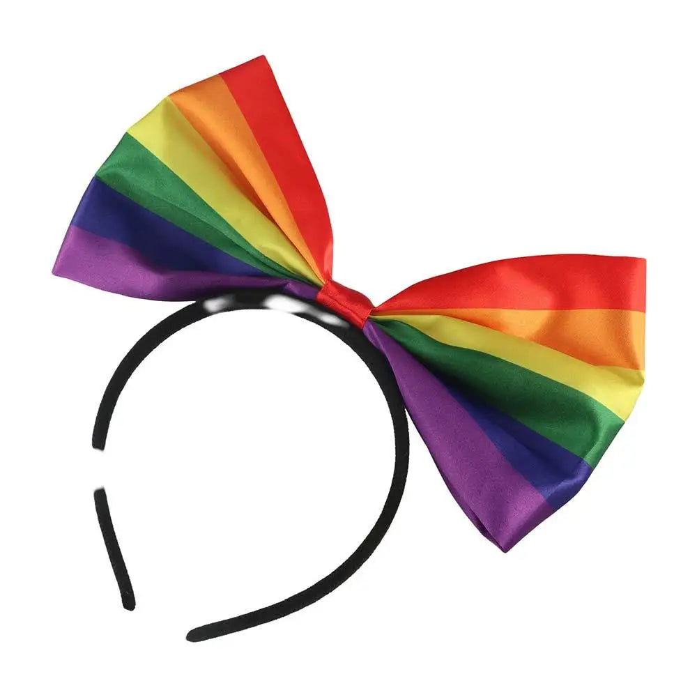 Rainbow Bow Headband – Colorful Fabric Hair Hoop for Parties Bow Hair Headband Axl