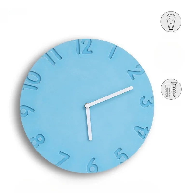 Modern Silent Wall Clock – Minimalist Concrete Luxury Decor Decorative Wall Clock Axl Blue 30X30X1CM