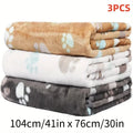 KEMORELA 3-Pack Flannel Fleece Pet Blanket Mats | Paw Print Pet Blanket Mat Axl 3PCS 104X76CM