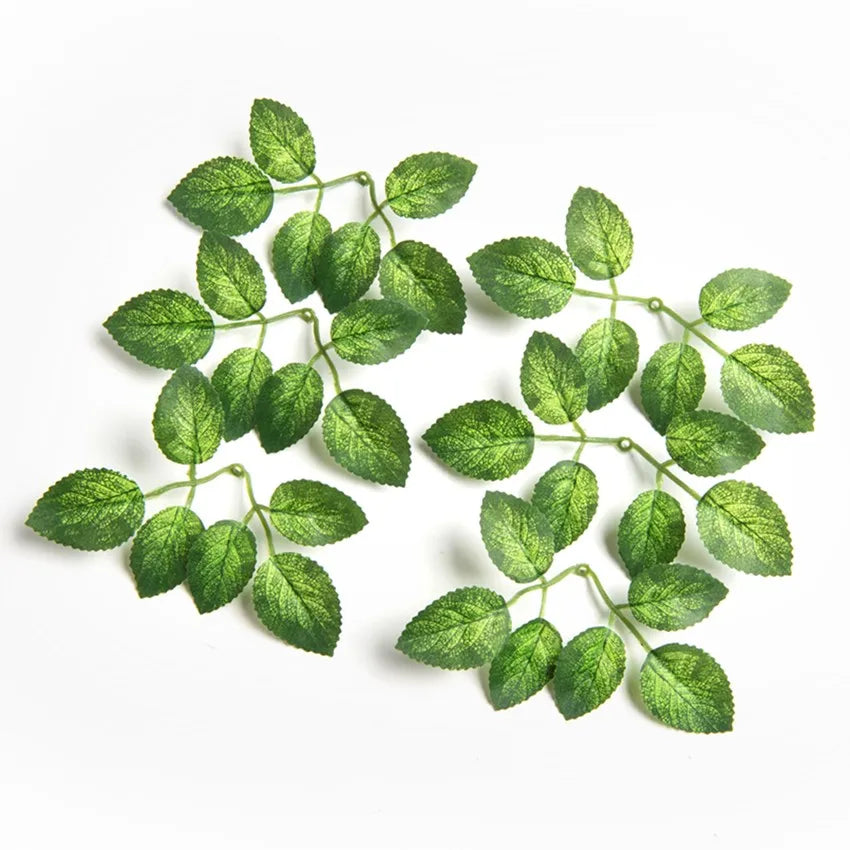 Artificial Silk Rose Leaves for Wedding, DIY & Home Decor Artificial Silk Leaves Axl style 1 15pcs