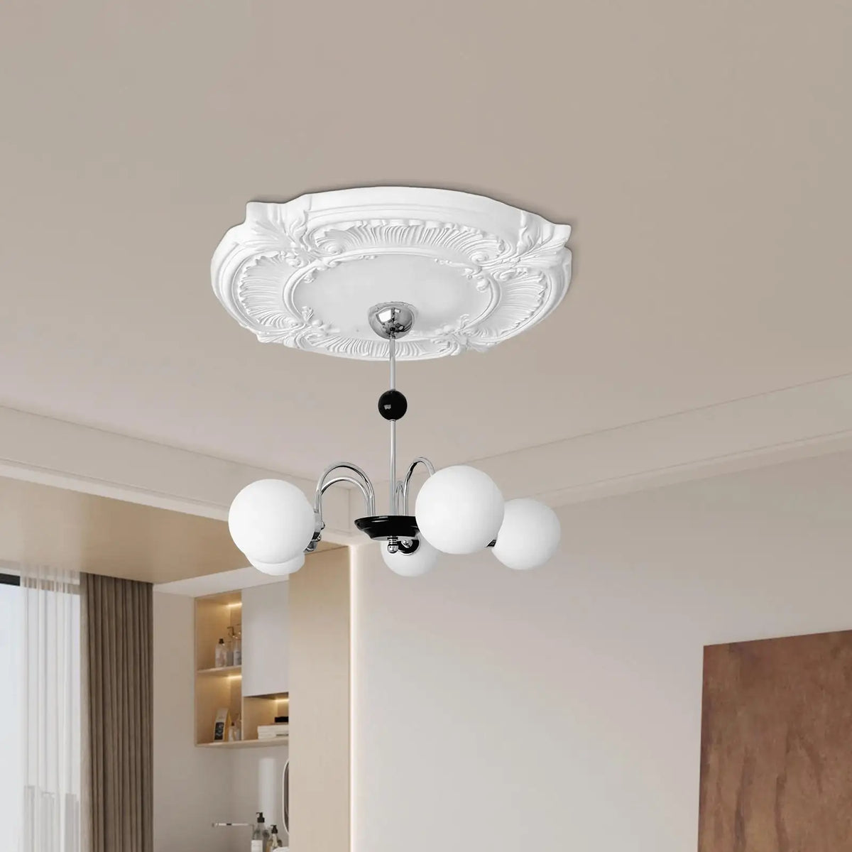 Split Ceiling Medallion – 12" PU Lamp Shade Trim Cover Ring Ceiling Medallion Axl