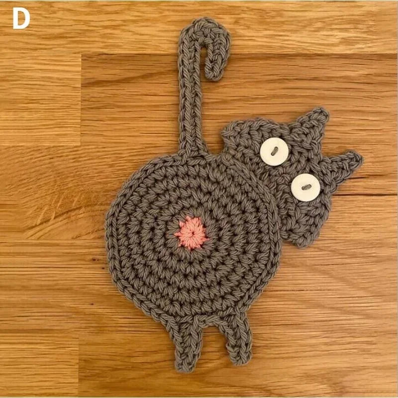 Cat Butt Coaster – Funny Heat-Resistant Cloth Drink Mat Novelty Drink Coaster Axl D 15x10cm