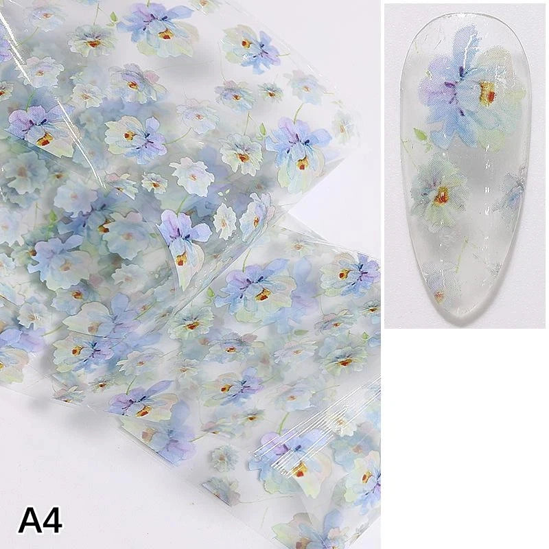 Floral Rose Nail Transfer Foil Stickers – DIY Nail Art Wraps Nail Art Stickers Axl A4
