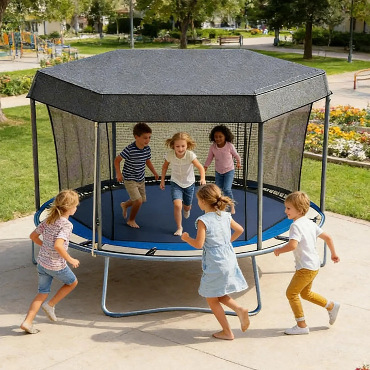 Foldable Trampoline Shade Canopy – UV Sun Protection Cover Trampoline Shade Cover Axl