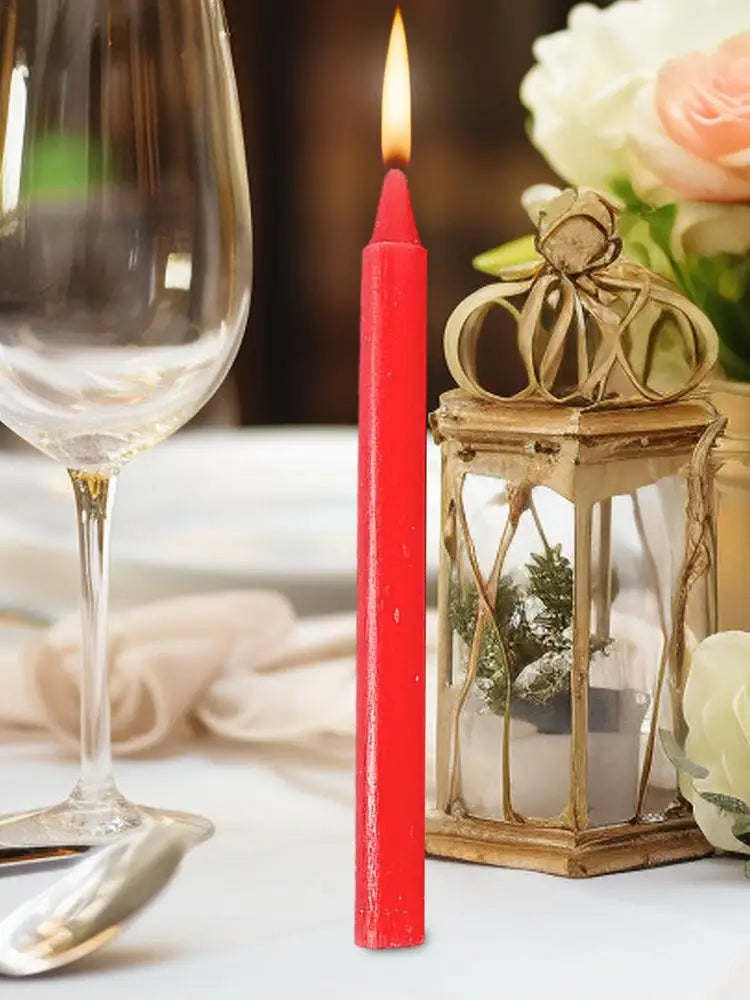 10-Pack Unscented Taper Candles – Red & White Wedding & Home Taper Candles Axl