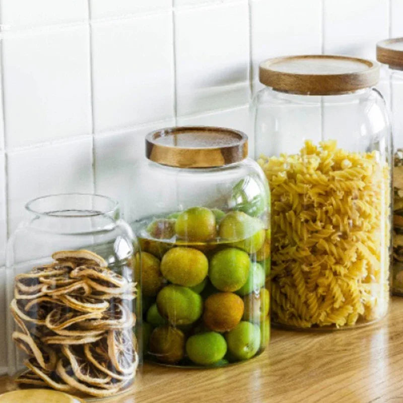 KEMORELA 3L Glass Jar with Acacia Airtight Lid – Food Storage Glass Storage Jar Axl