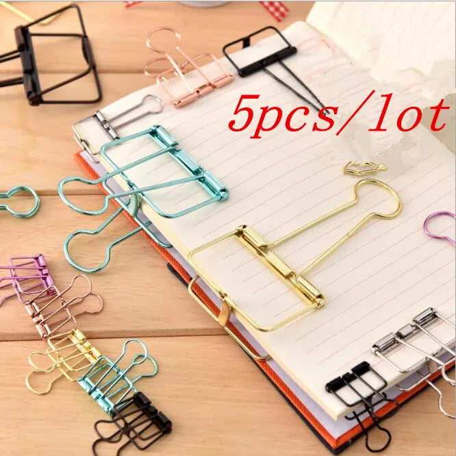 5-Pack Rose Gold Binder Clips – Metal Paper Clips for Office & School Metal Binder Clips Axl