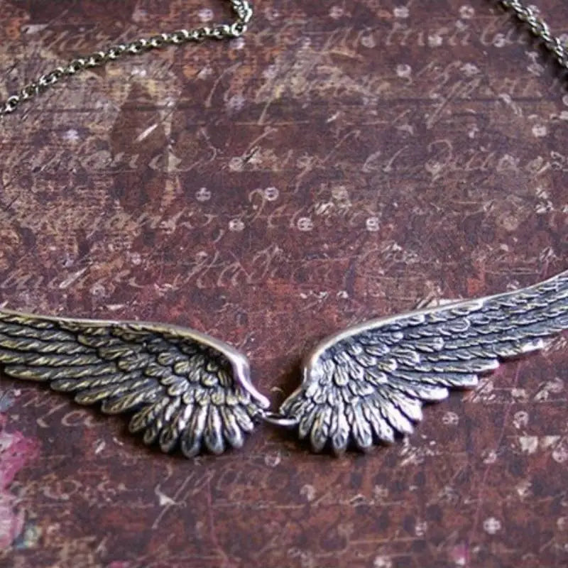 Vintage Silver Angel Wings Feather Choker Pendant Necklace Choker Necklace Axl