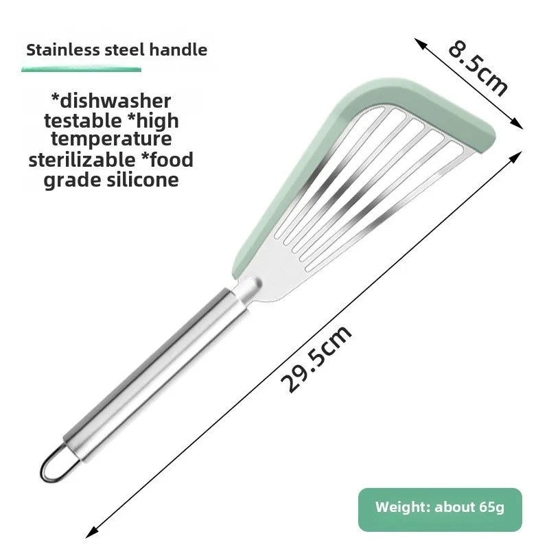 Stainless Steel Frying Spatula – Heat-Resistant Kitchen Turner Cooking Spatula Axl Thin green - stainle
