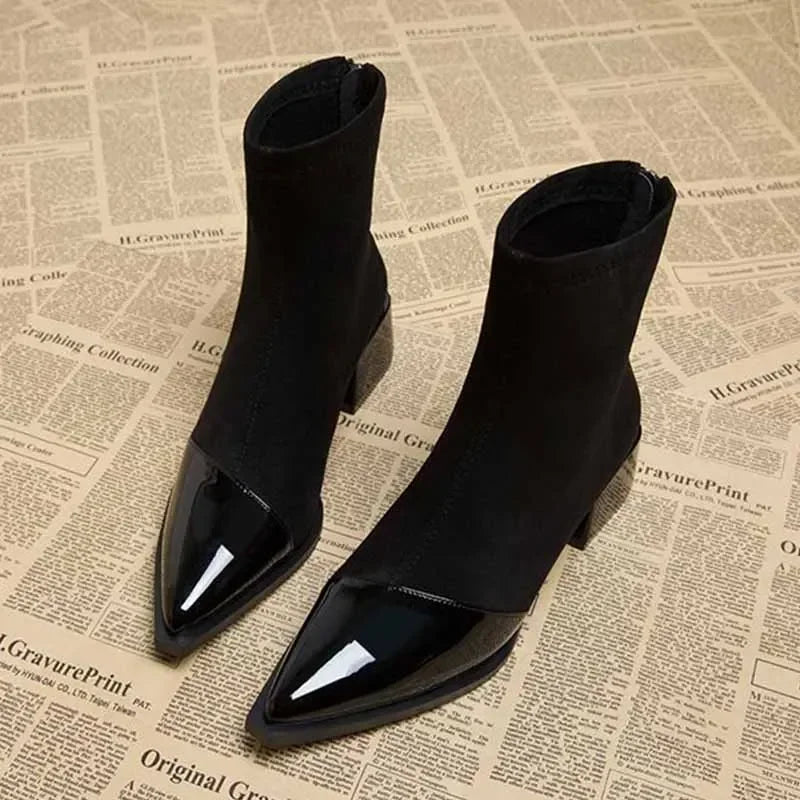 Women's Faux Suede Ankle Boots – Chunky Heel Pointed Toe Women's Ankle Boots Axl