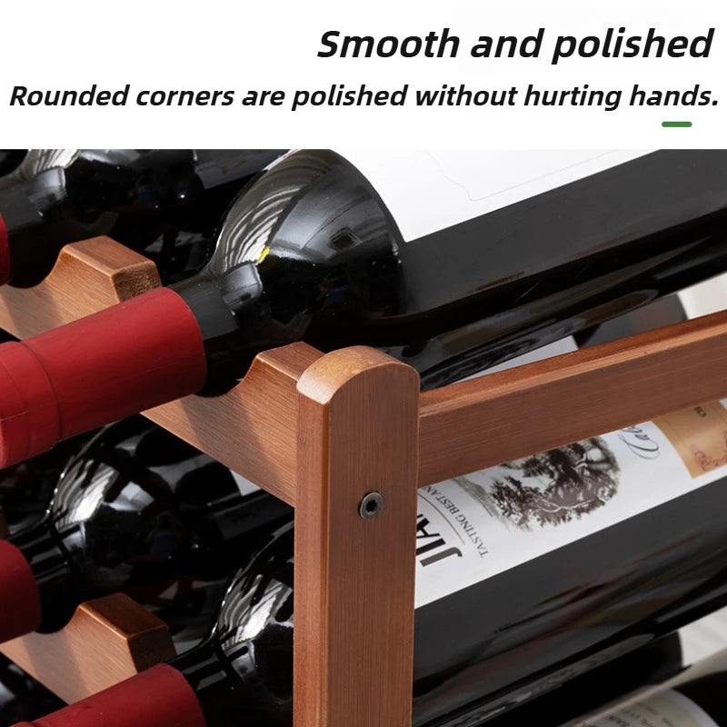 Bamboo Wine Rack Multi-Grid Bottle Organizer & Display Stand Bamboo Wine Rack Axl