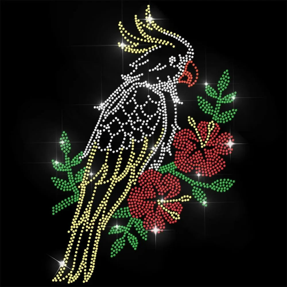 Large Rhinestone Parrot Iron-On Patch – 11.6" Sequin Appliqué Iron-On Patch Axl