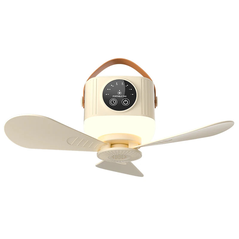 USB Portable Ceiling Fan – Timer, Night Light & 4 Speeds Portable Ceiling Fan Axl Beige USB charging