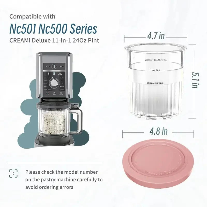 Replacement Pint Containers with Lids for Ninja Creami NC500 NC501 Ice Cream Containers Axl