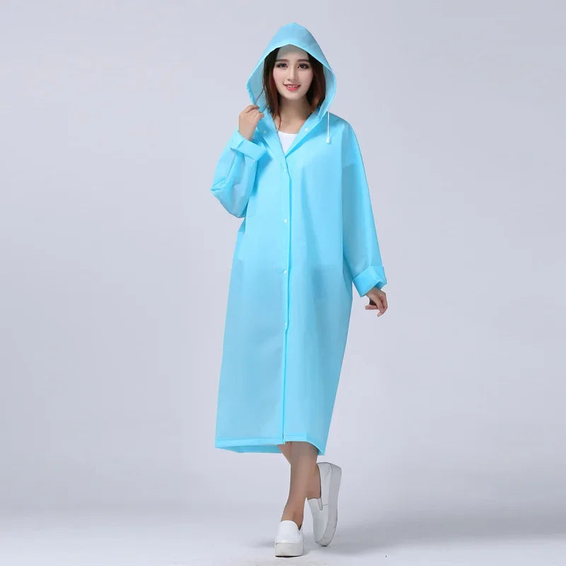 Women's Waterproof Rain Poncho – Clear Yellow Nylon Raincoat Women's Rain Poncho Axl Light Blue XL