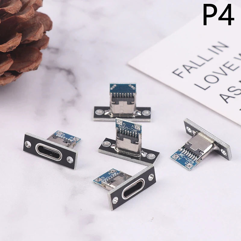 5-Pack USB 3.1 Type-C Female Socket Connector with Screw Plate USB-C Connector Socket Axl P4