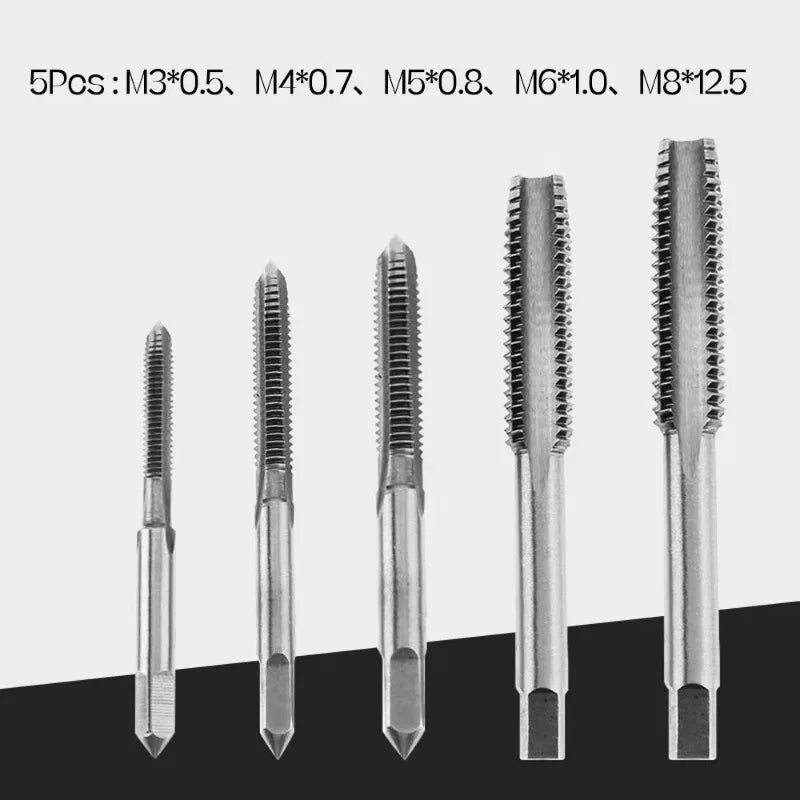 5/7 PCS Hand Tap Set M3–M12 | Bearing Steel Thread Tap Drill Kit Hand Tap Set Axl