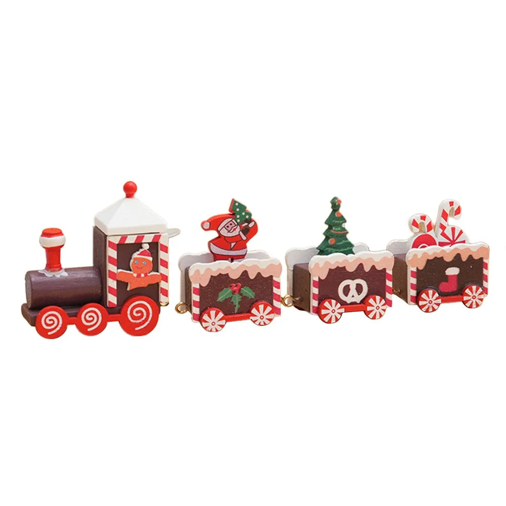Wooden Christmas Train Decoration – Multicolor Cartoon Animal Christmas Wood Decor Axl 1899Z