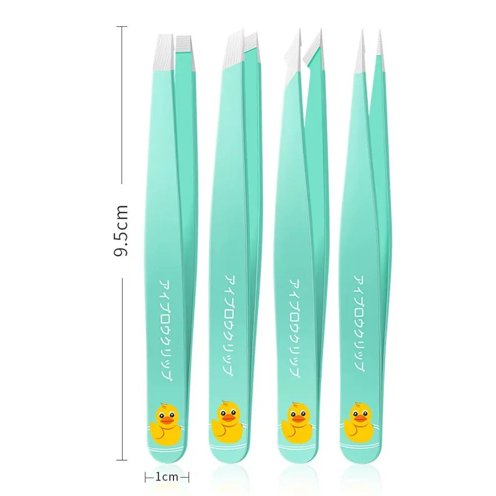 4-Piece Precision Eyebrow Tweezers Set – Stainless Steel Beauty Tool Eyebrow Tweezers Set Axl