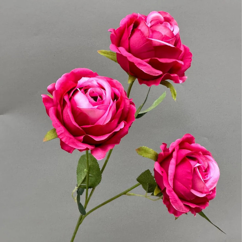 Artificial Silk Rose Branch – 3-Head Flower Stem 26" Tall Artificial Flower Branch Axl rose red