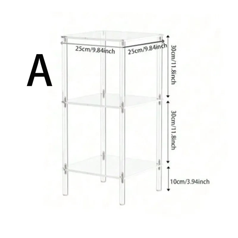 Acrylic Multi-Tier Transparent Storage Rack & Organizer Shelf Acrylic Storage Rack Axl Style A
